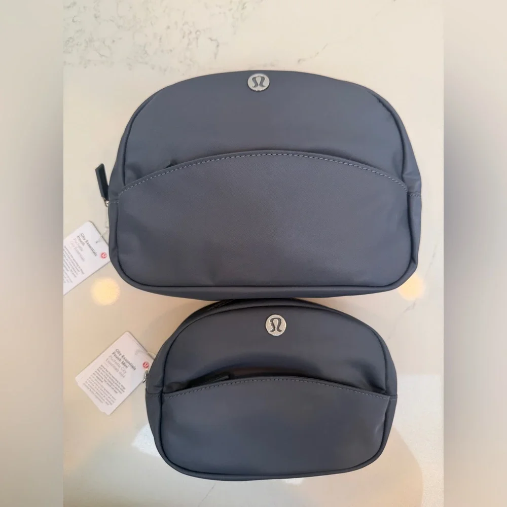 NWT Lululemon City Essential Pouch Duo in Oil Grey with Silver Hardware